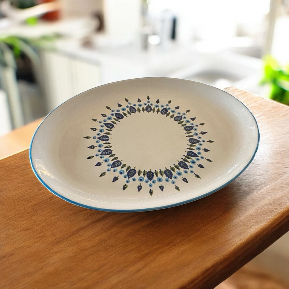 Vintage 1960s Marcrest Swiss Alpine Chalet 13" Oval Ceramic Serving Platter USA